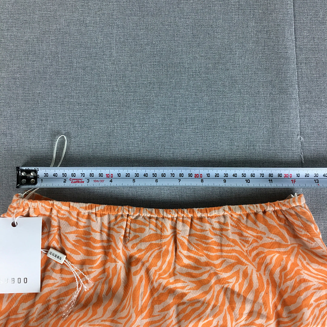 NEW Suboo Womens A-Line Skirt Size S Orange Elastic Waist