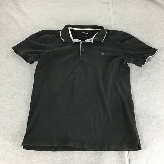 Kenneth Cole Mens Polo Shirt Size S Slim Fit Black Short Sleeve Collared Rugby