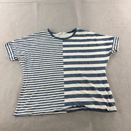 Euro Edit Womens T-Shirt Size 46 EU (2XL) Blue White Striped Short Sleeve Top