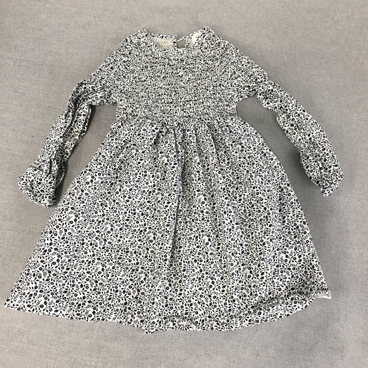 Seed Heritage Kids Girls Dress Size 6 White Blue Floral A-Line Long Sleeve