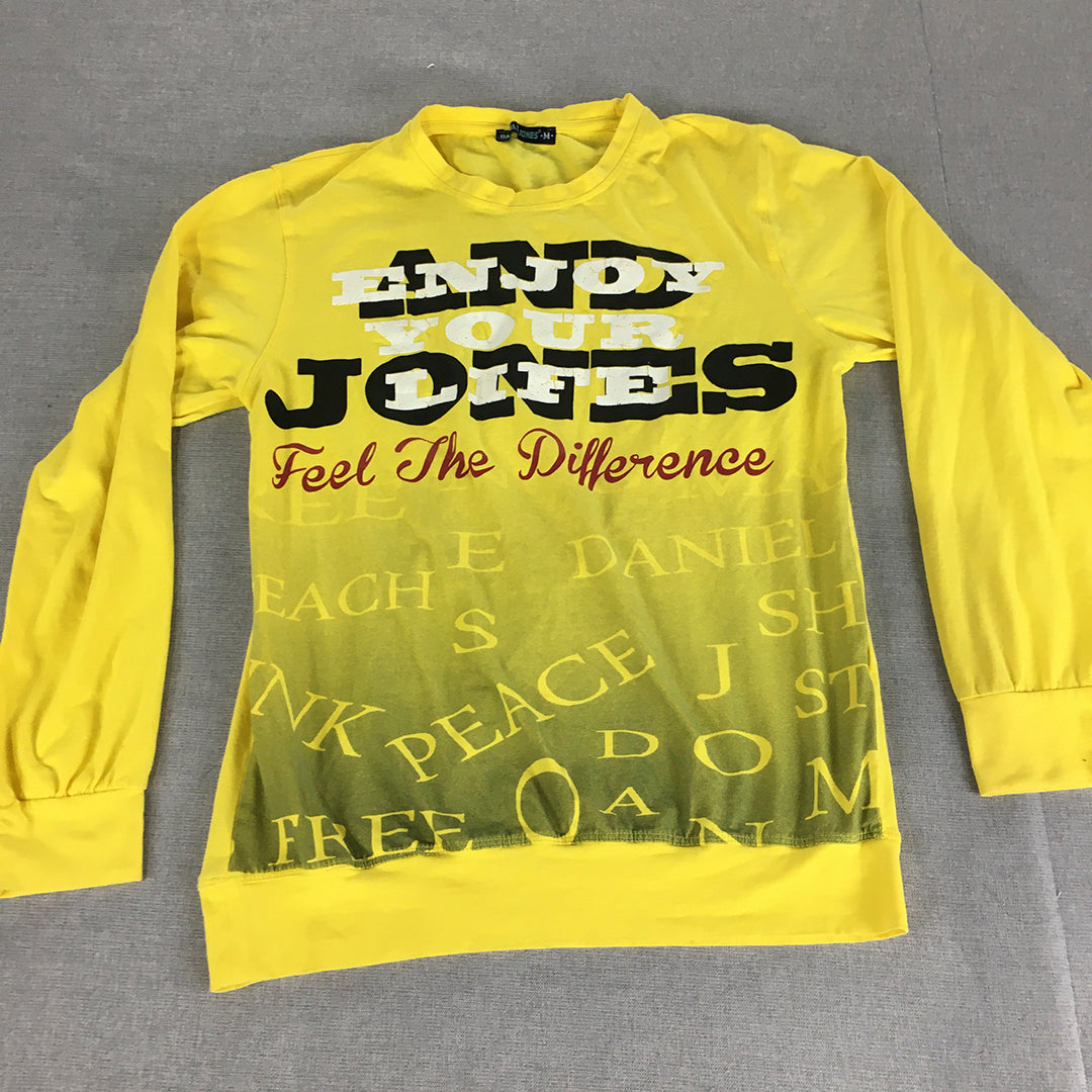 Daniel And Jones Womens Shirt Size M Yellow Long Sleeve Logo Pullover Top