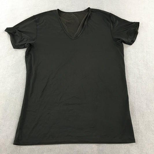 Uniqlo AIRism Mens T-Shirt Size L Black V-Neck Short Sleeve Tee