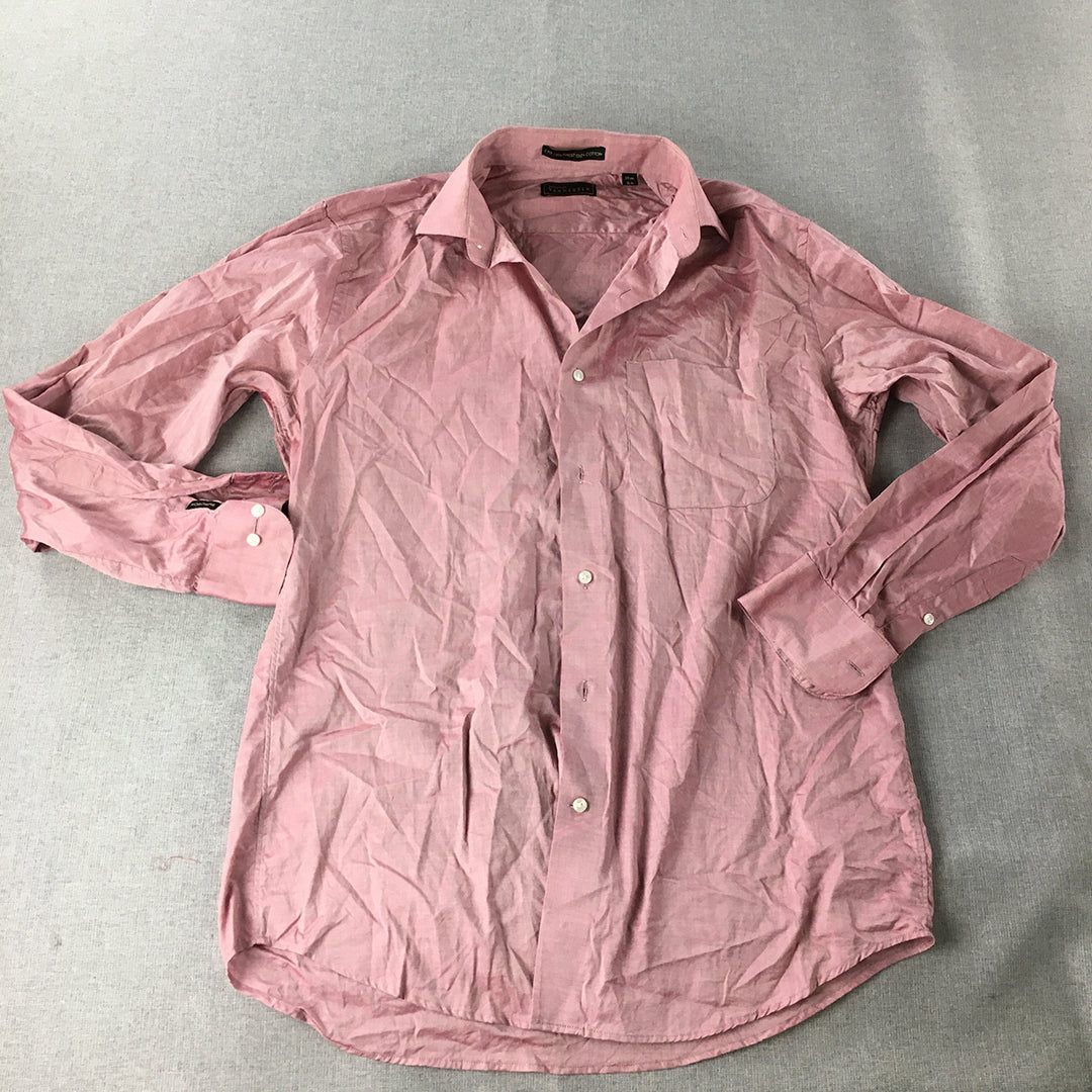 Van Heusen Mens Shirt Size S Pink Long Sleeve Button-Up Pocket Collared