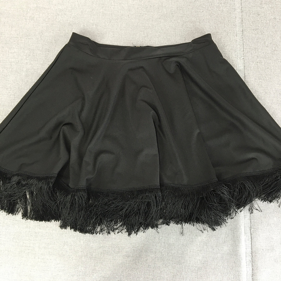 Mink Womens Mini Skirt Size 12 Black Tassel Hem A-Line