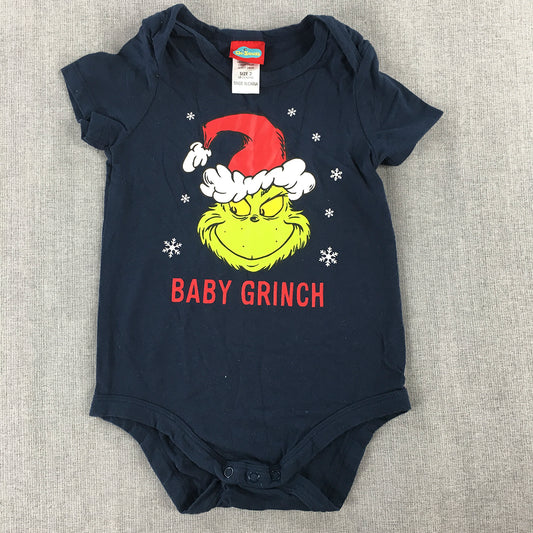 Dr. Seuss The Grinch Baby Jumpsuit Size 2 Toddler Blue Romper Short Sleeve