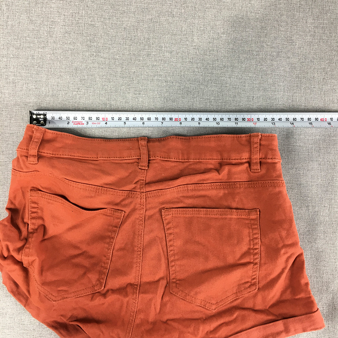 H&M Womens Shorts Size 6 Rust Red Stretch Denim Pockets Bermuda