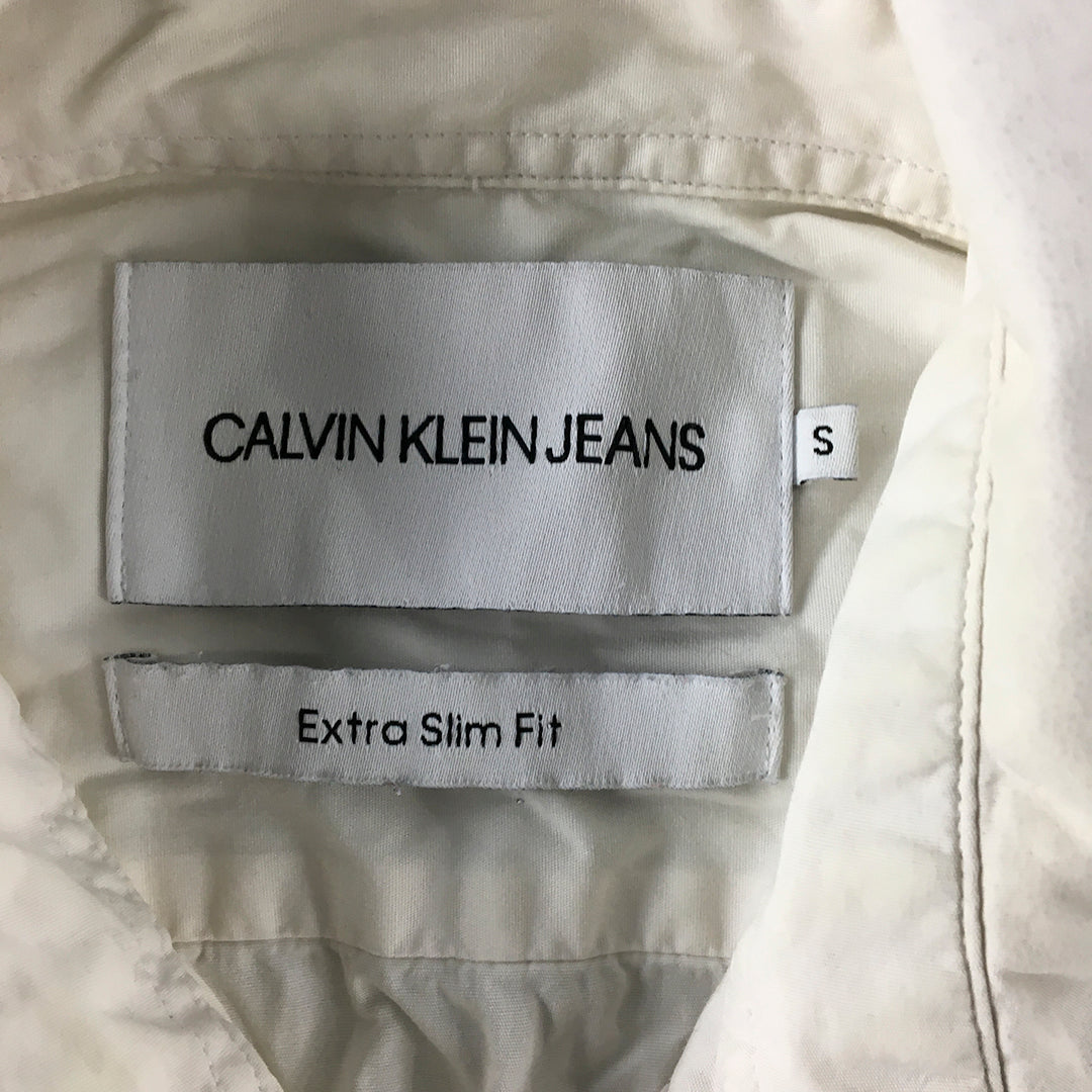 Calvin Klein Jeans Mens Shirt Size S Extra Slim Fit Button-Up Long Sleeve White