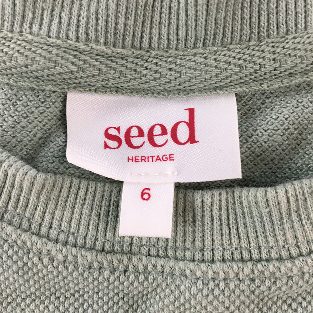 Seed Heritage Kids Sweater Size 6 Green Big Embroidered Logo Jumper