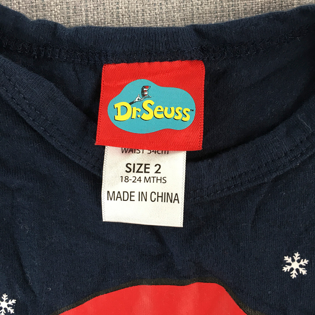 Dr. Seuss The Grinch Baby Jumpsuit Size 2 Toddler Blue Romper Short Sleeve