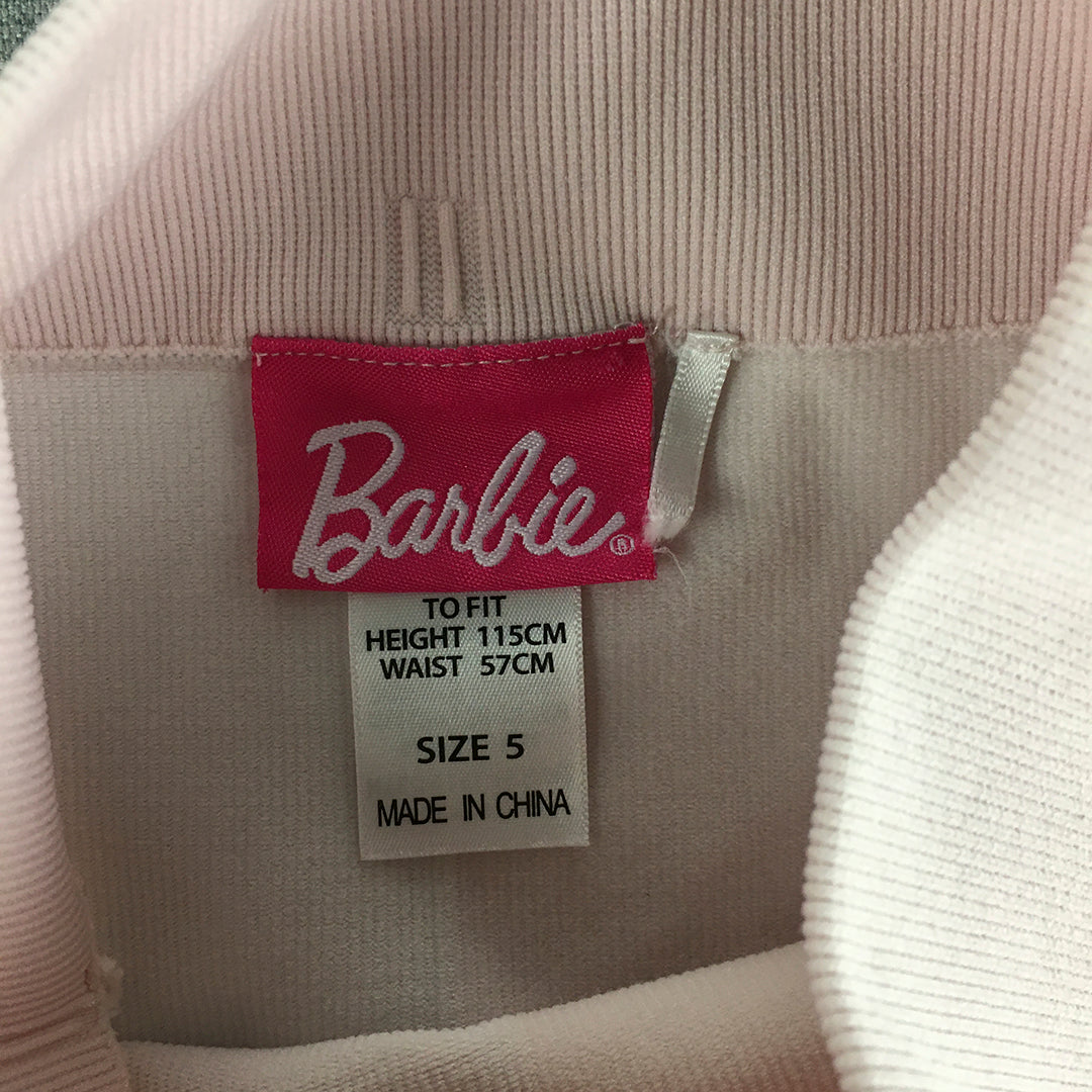 Barbie Kids Girls Knit Shorts Size 5 White Pink Embroidered Logo