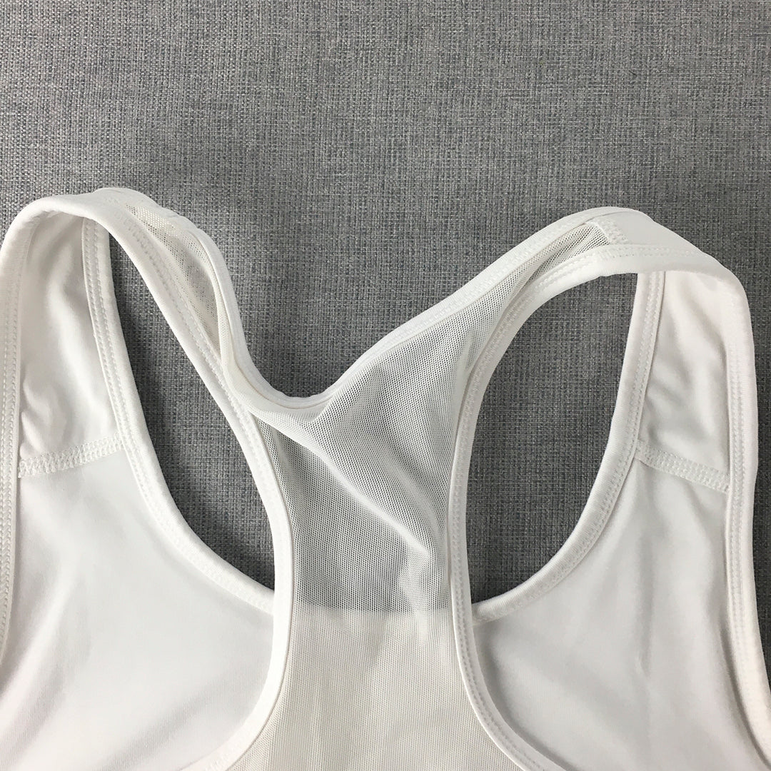 Puma Womens Sports Bra Size M White Logo Sleeveless Cropped Top