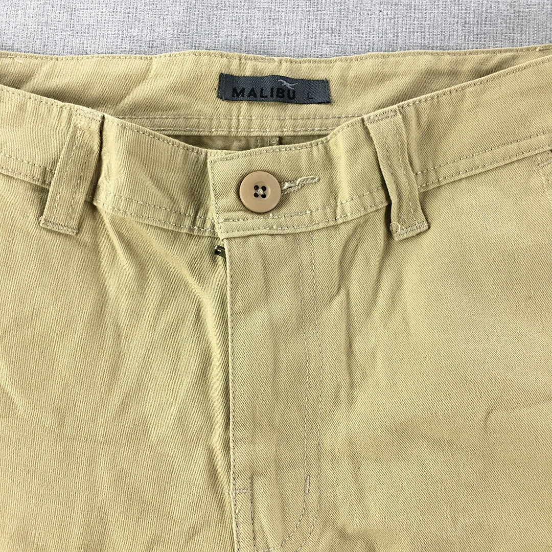 Malibu Womens Chino Shorts Size L Brown Pockets Casual Walking