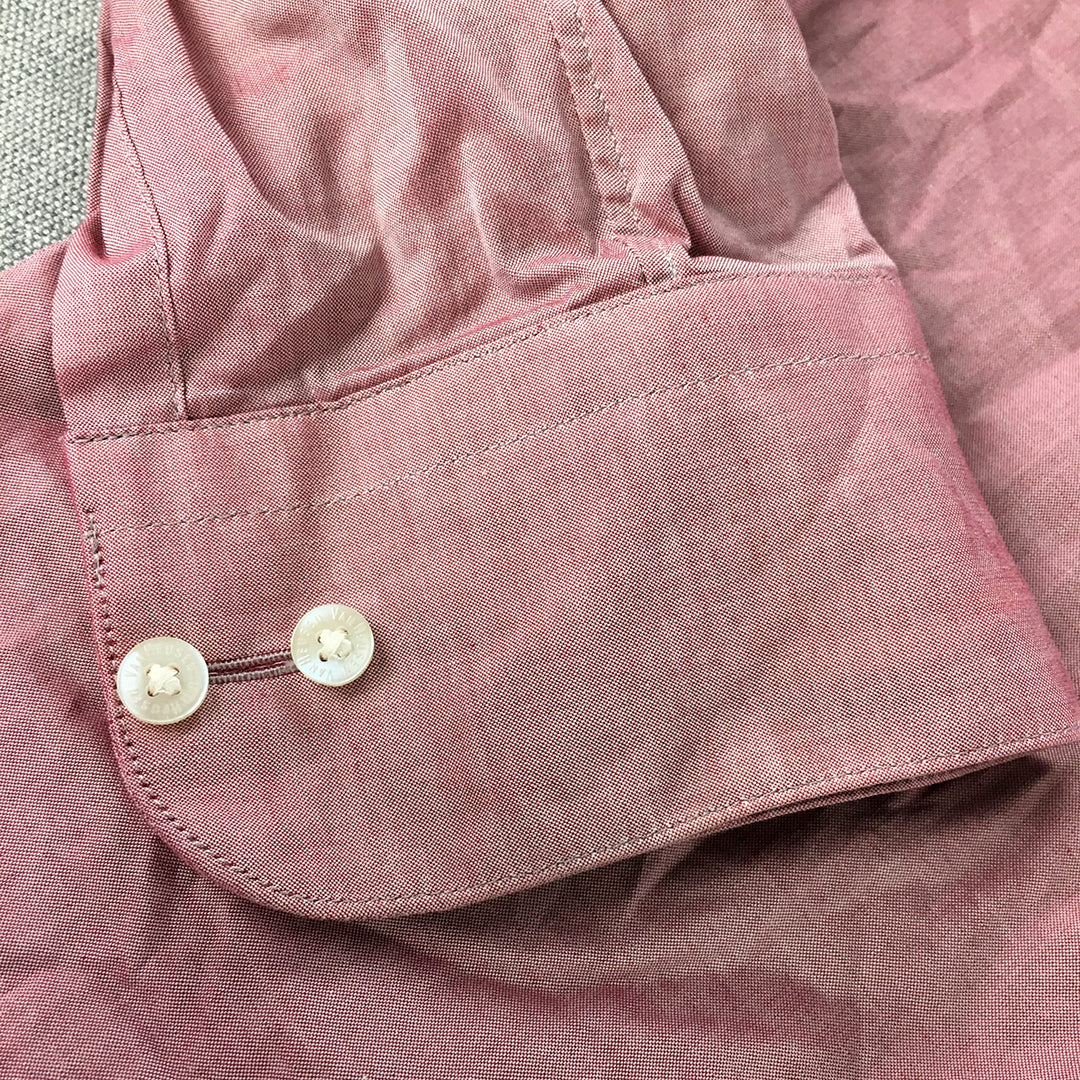 Van Heusen Mens Shirt Size S Pink Long Sleeve Button-Up Pocket Collared