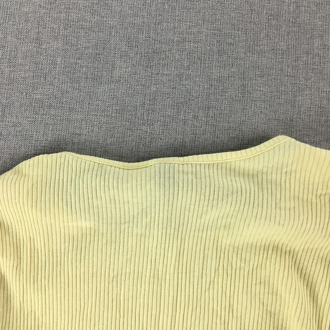 H&M Womens Knit Top Size S Yellow Ruched Stretch Long Sleeve Shirt