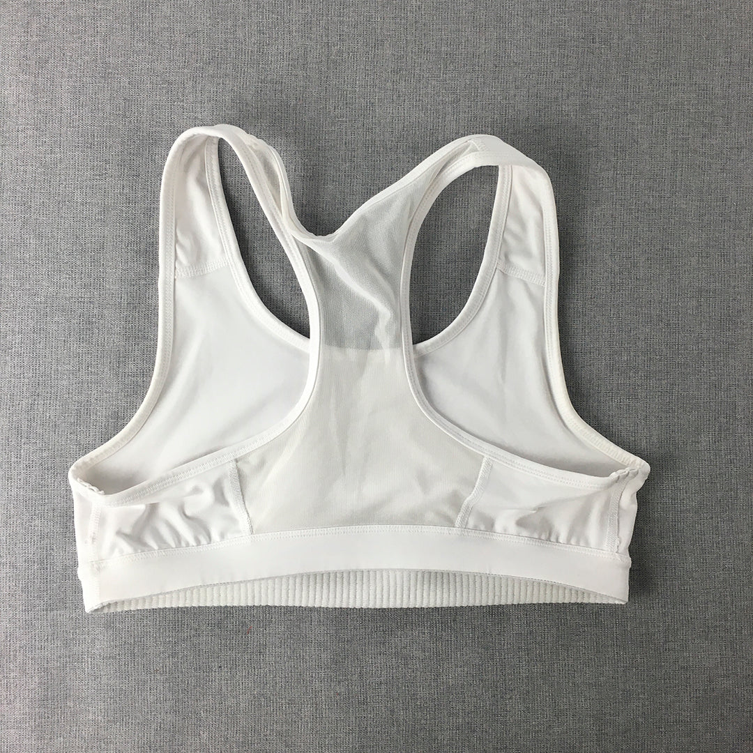 Puma Womens Sports Bra Size M White Logo Sleeveless Cropped Top