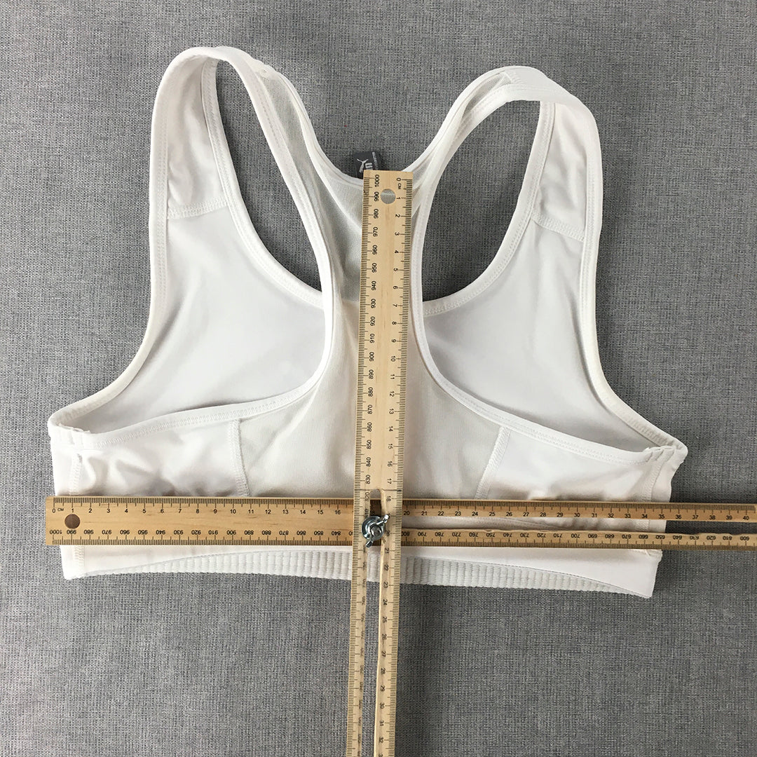 Puma Womens Sports Bra Size M White Logo Sleeveless Cropped Top