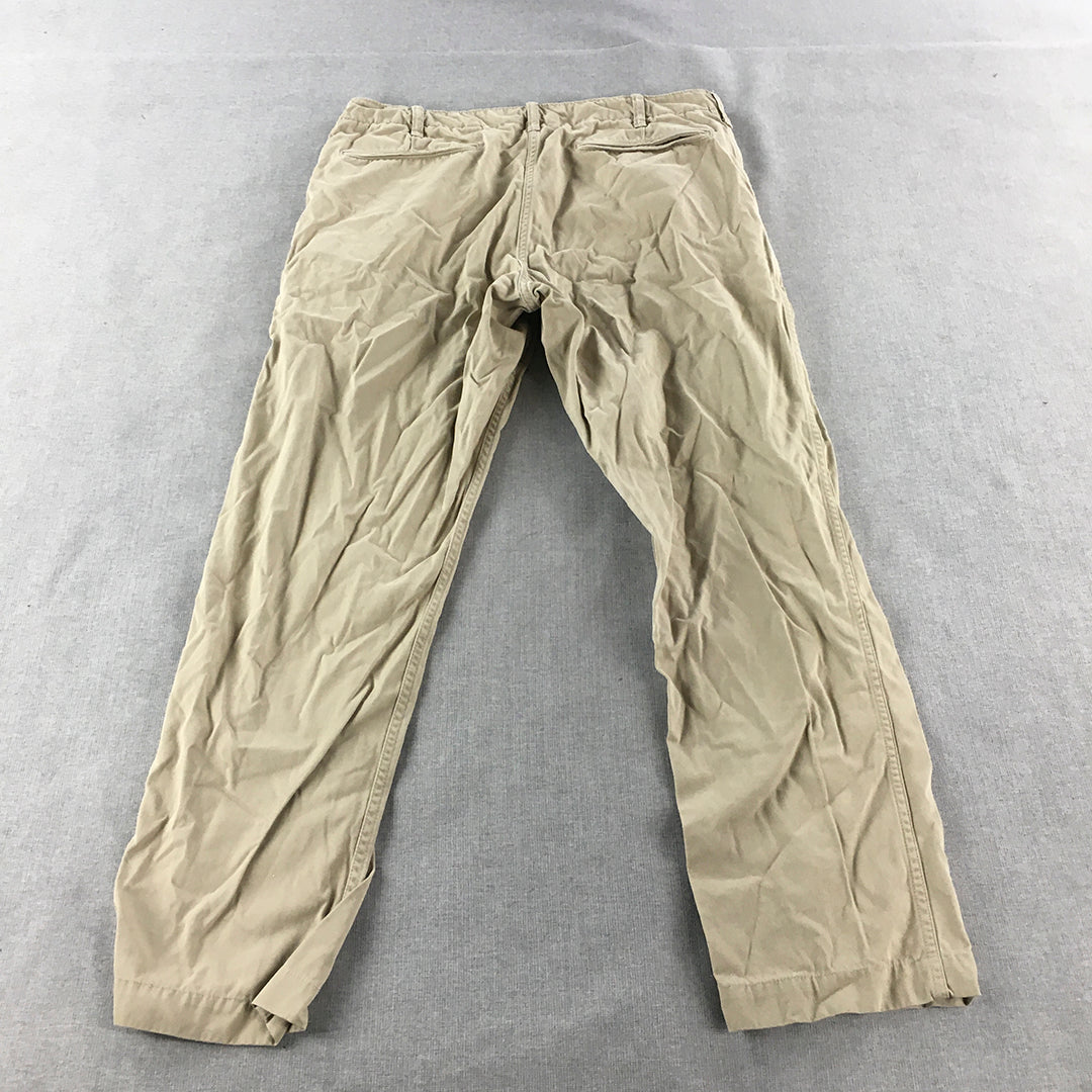 Uniqlo Mens Chino Pants Size 34 Brown Pockets Straight Trousers