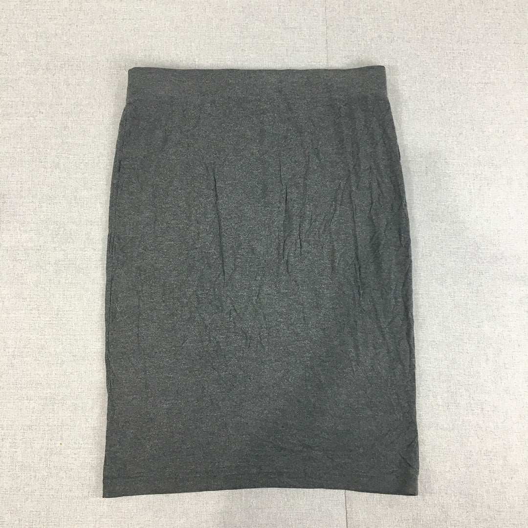 Banana Republic Womens Midi Skirt Size M Grey Knit Straight