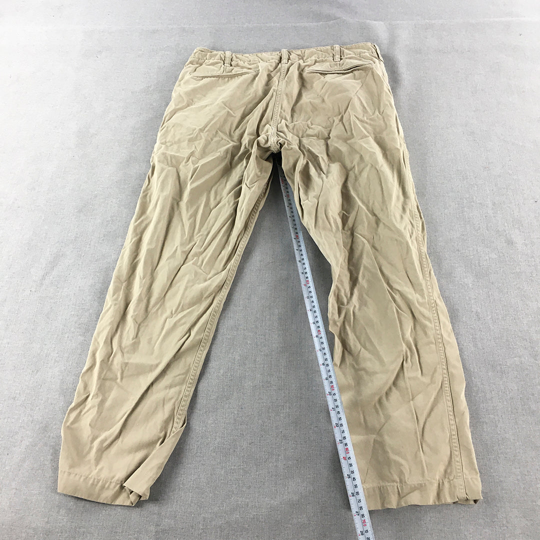 Uniqlo Mens Chino Pants Size 34 Brown Pockets Straight Trousers