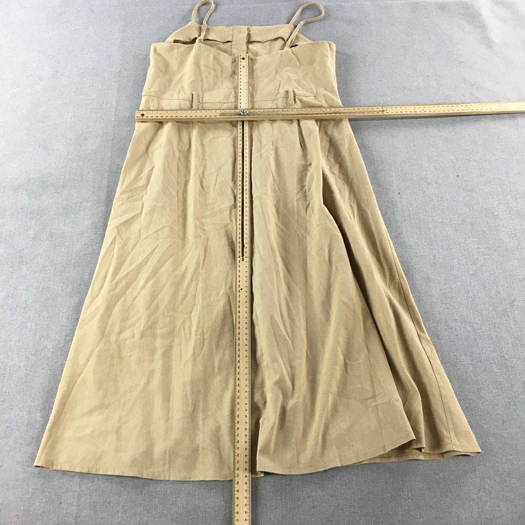 Valleygirl Womens A-Line Dress Size 12 Brown Spaghetti Strap Mini