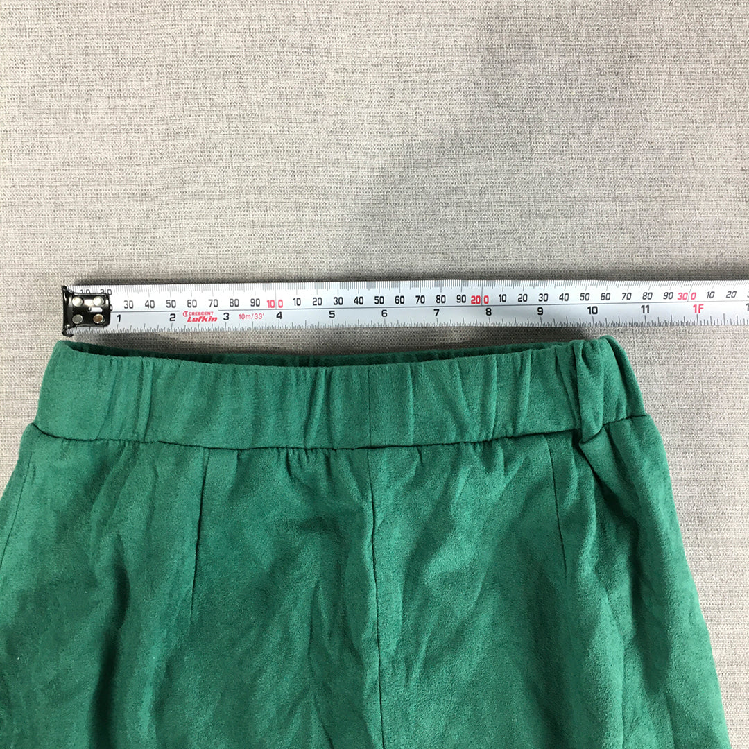 Valleygirl Womens Mini Skirt Size S Green Faux Suede Ruffled Hem