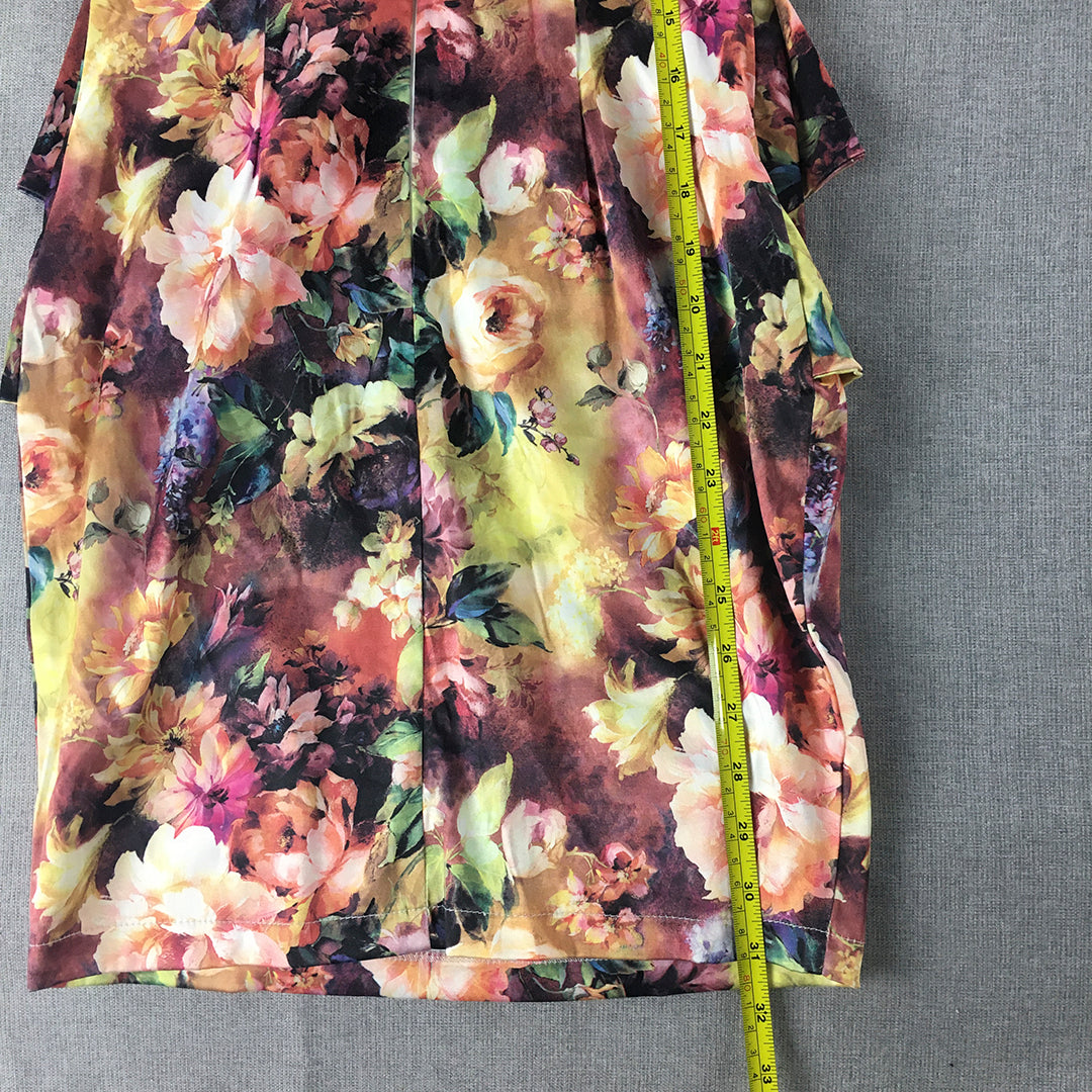 NEW Ally Womens Mini Dress Size 6 Yellow Purple Floral Sleeveless Stretch