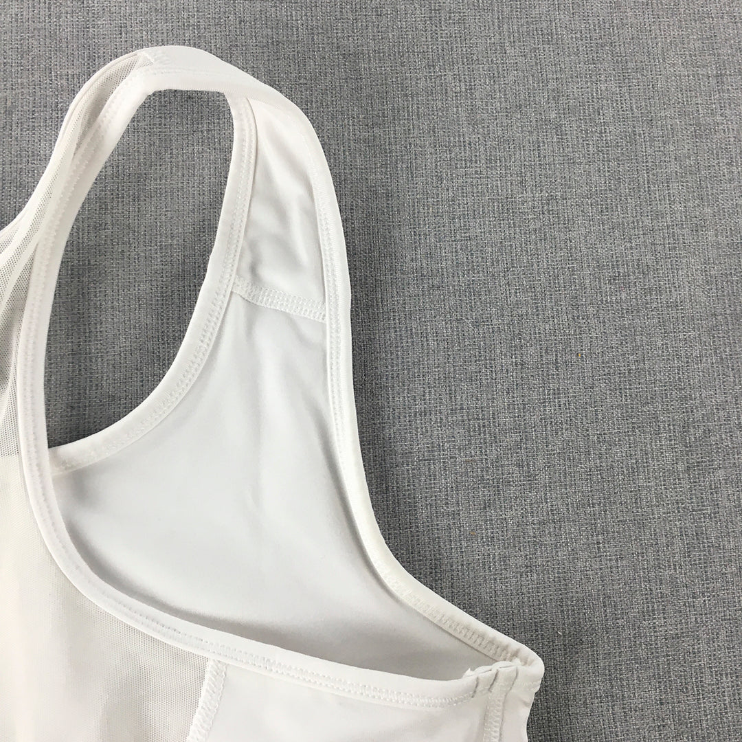 Puma Womens Sports Bra Size M White Logo Sleeveless Cropped Top