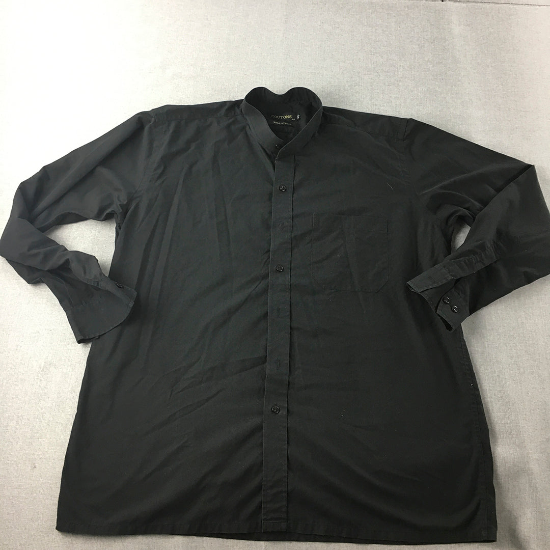 Coutons Mens Shirt Size 2XL Black Long Sleeve Button-Up Shirt