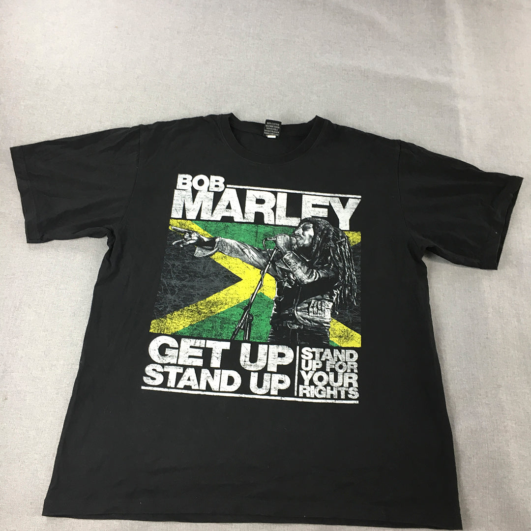 Bob Marley Get Up Stand Up Mens T-Shirt Size XL Black Short Sleeve Tee