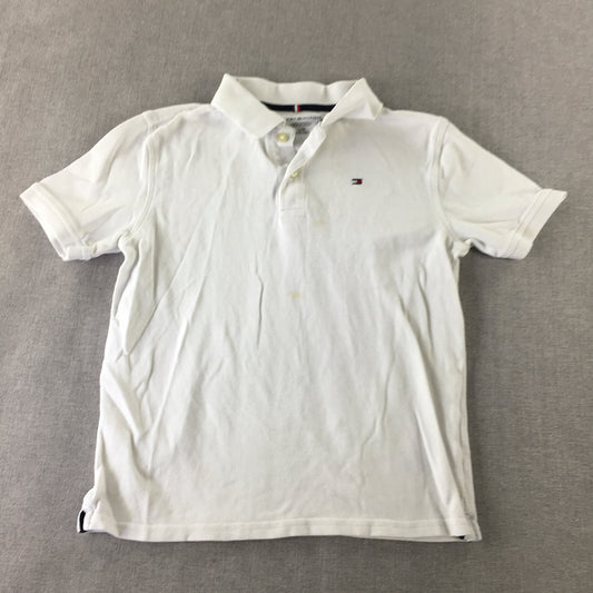 Tommy Hilfiger Kids Boys Polo Shirt Youth Size L (12 - 14 Years) White Logo