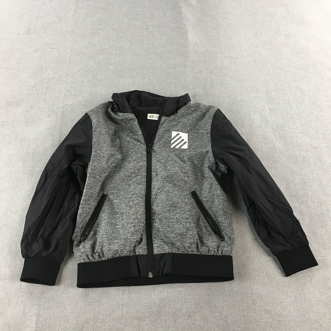 H&M Kids Boys Jacket Size 7 - 8 Years Grey Zip-Up Windbreaker Coat