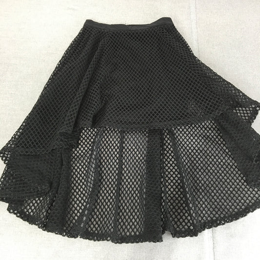 Ally Womens A-Line Skirt Size 8 Black Mesh