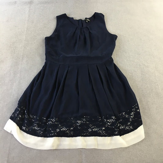 Caroline Morgan Womens Mini Dress Size 14 Navy Blue Pleated A-Line Sleeveless