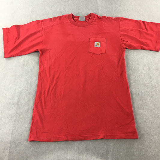 Vintage Carhartt Mens T-Shirt Size S Red Pocket Logo Short Sleeve Tee