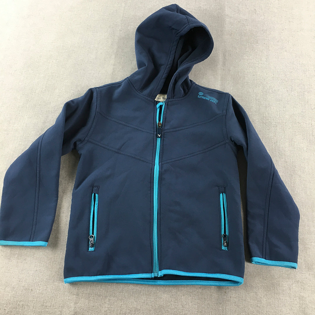 Yoko Boys Hoodie Jacket Size 4 Blue Zip-Up Pockets Softshell Windbreaker Coat