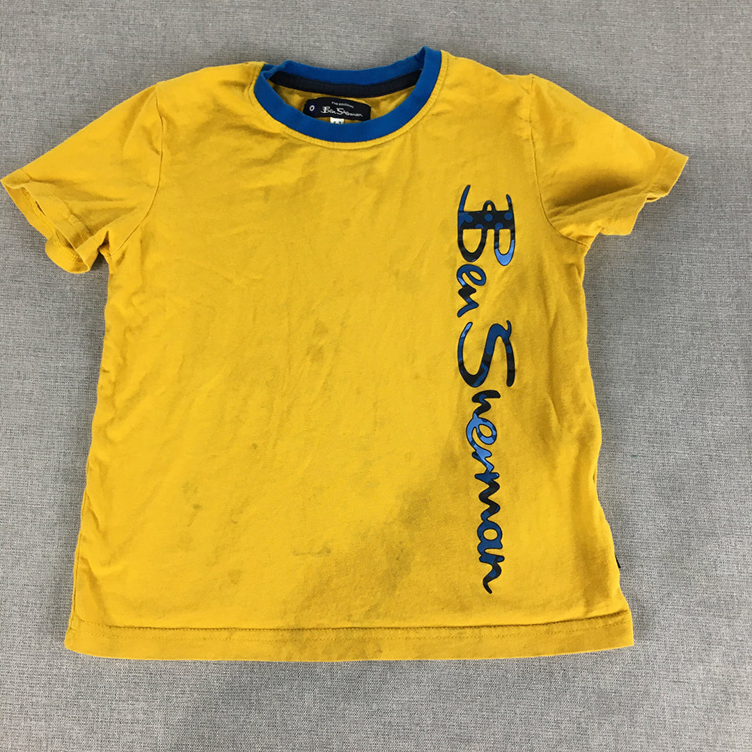 Ben Sherman Kids Boys T-Shirt Size 6 - 7 Years Yellow Big Logo Short Sleeve