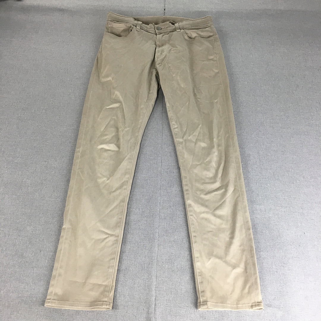 Uniqlo Mens Chino Pants Size M (W30 x L30) Brown Slim Straight Stretch Trousers