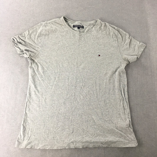 Tommy Hilfiger Mens T-Shirt Size L Grey Logo Crew Neck Short Sleeve Tee