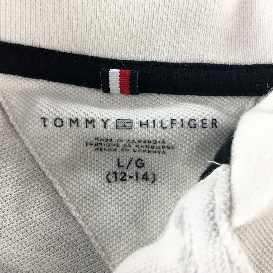 Tommy Hilfiger Kids Boys Polo Shirt Youth Size L (12 - 14 Years) White Logo