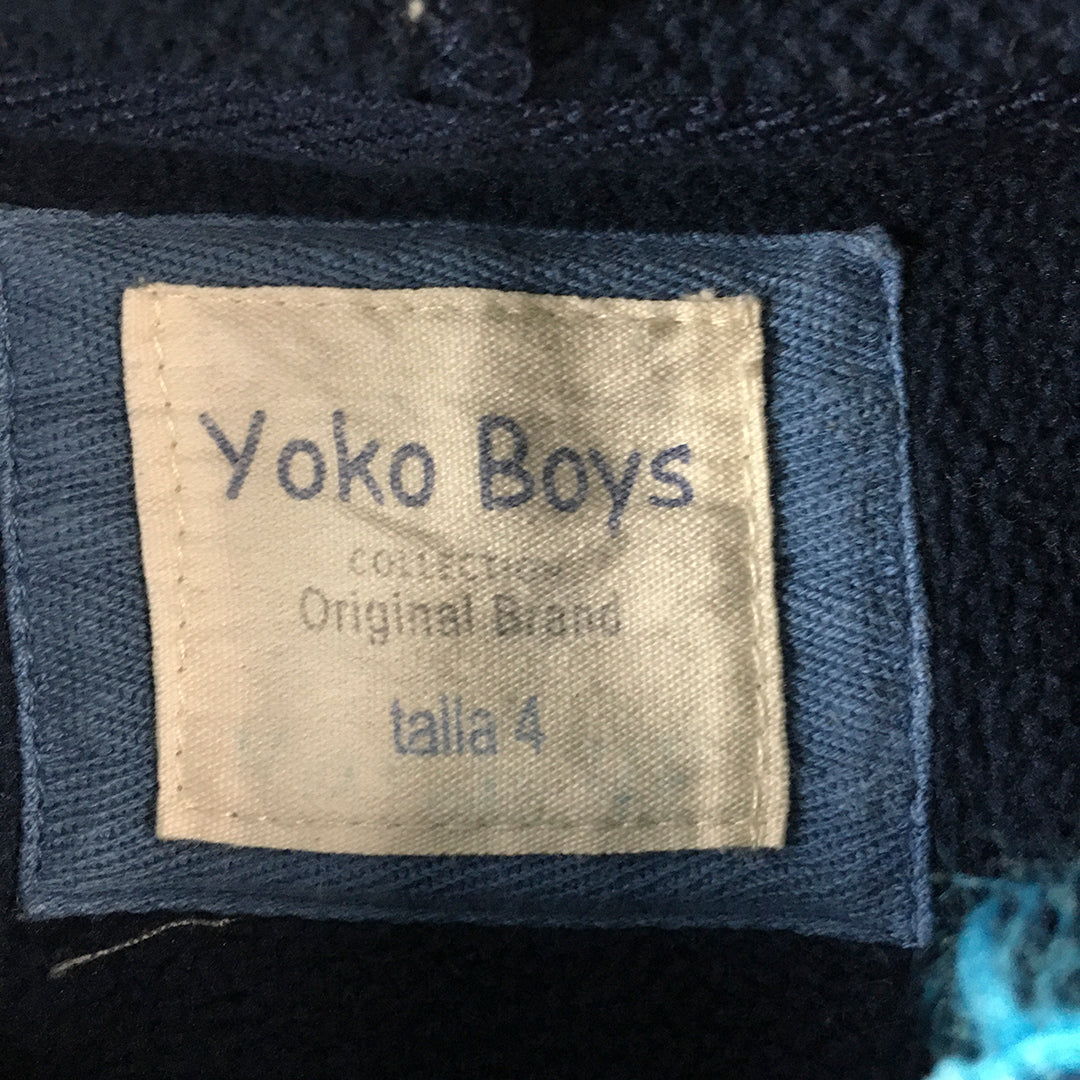 Yoko Boys Hoodie Jacket Size 4 Blue Zip-Up Pockets Softshell Windbreaker Coat