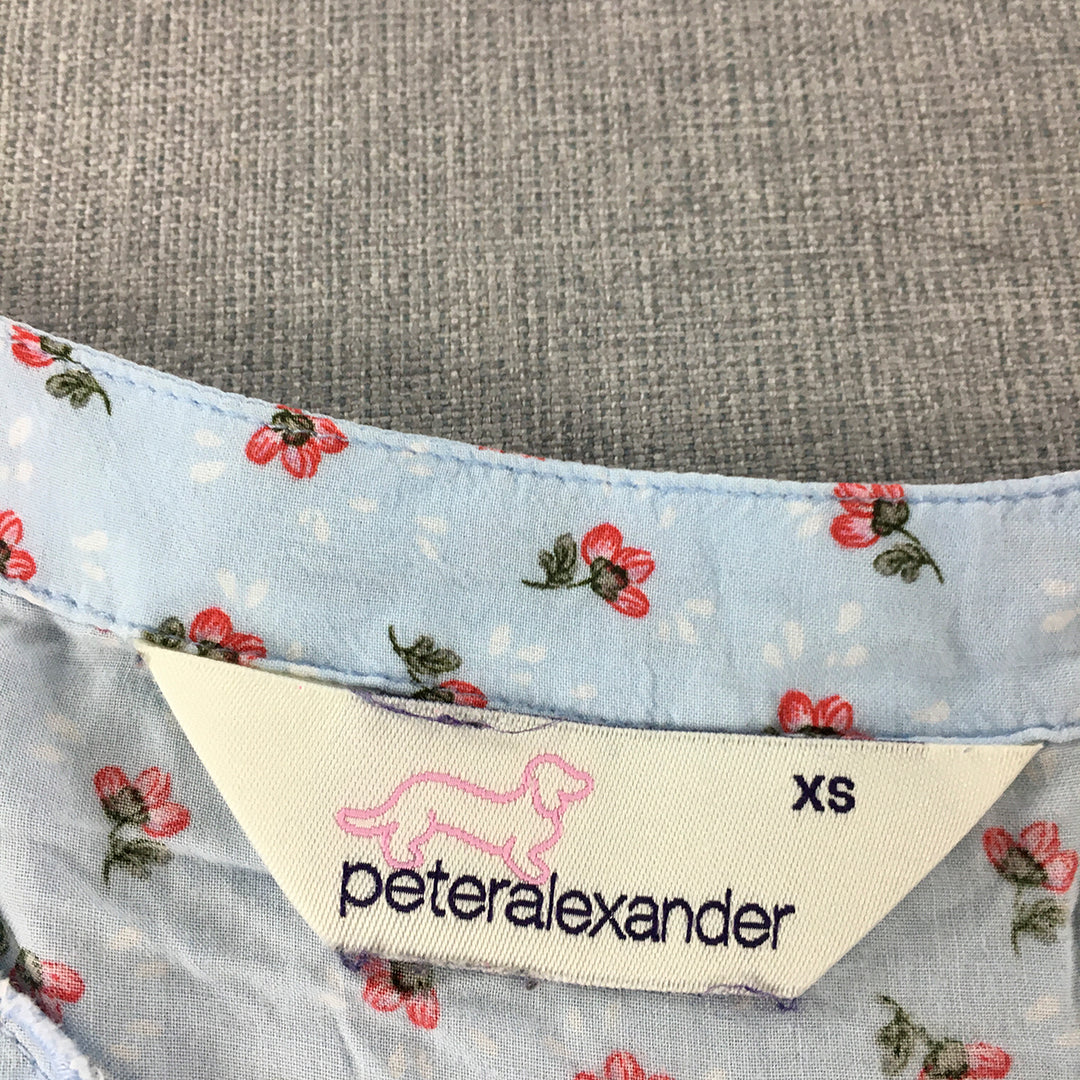 Peter Alexander Womens Nightie Dress Size XS Blue Floral Sleepwear Pajama