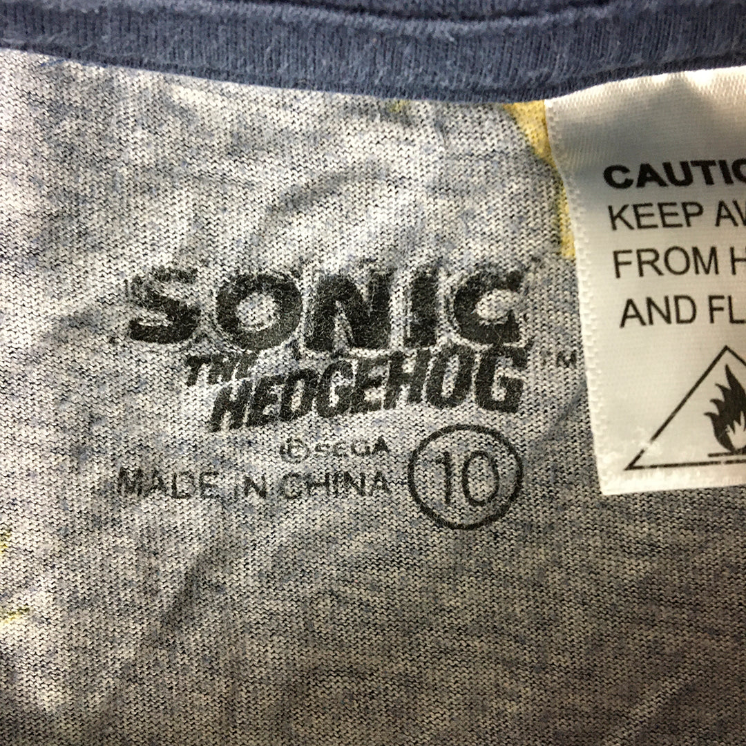 Sonic The Hedgehog Kids Boys T-Shirt Size 10 Blue Tails Short Sleeve Top