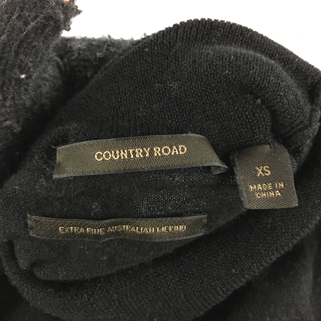 Country Road Womens 100% Wool Sweater Size XS Black Turtleneck Jumper