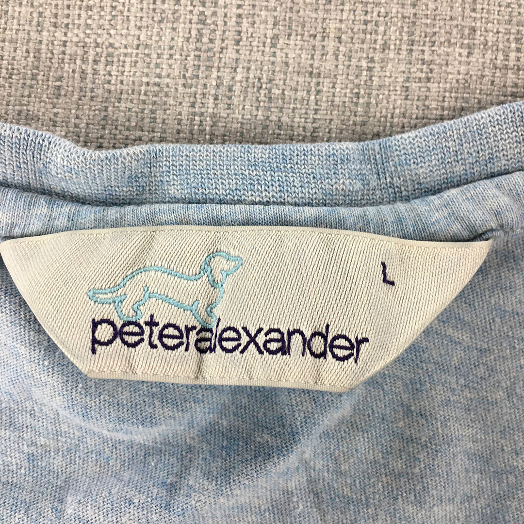 Peter Alexander Mens Sleep Shirt Size L Blue Logo Short Sleeve Pajama Top