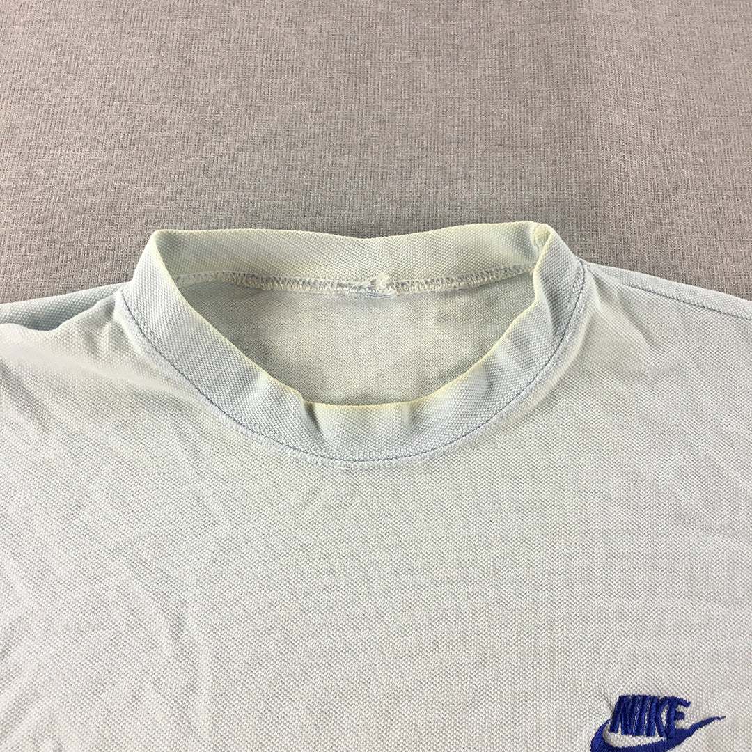 Nike Womens T-Shirt Size M Blue Embroidered Logo Short Sleeve Top