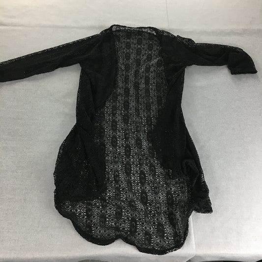Malibu Womens Kaftan Size 14 Black Lace Cardigan Longline Knit