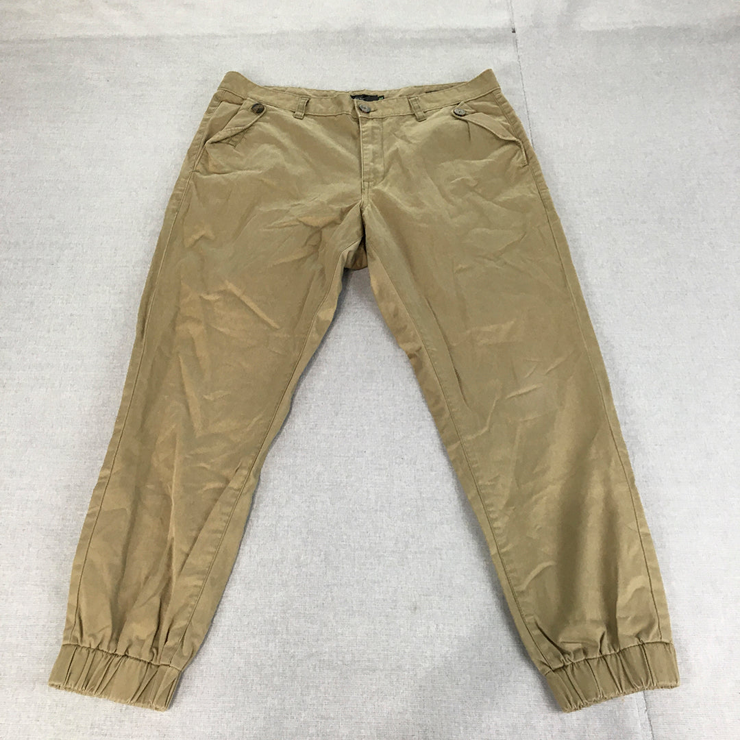 HRX Mens Pants Size 34 Brown Pockets Elastic Cuffs Chino