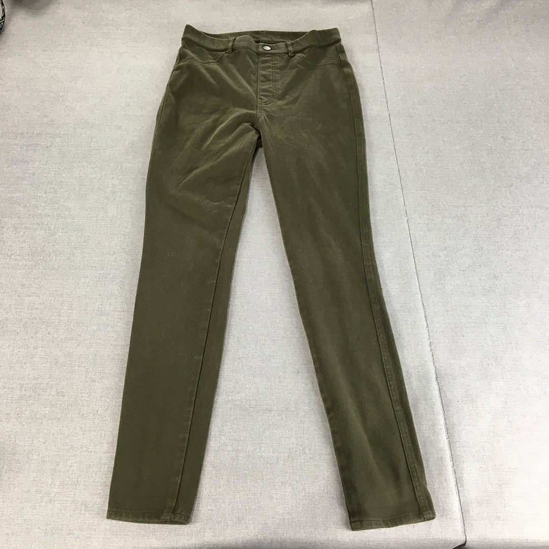 Uniqlo Womens Skinny Jeans Size M Khaki Green Stretch Denim