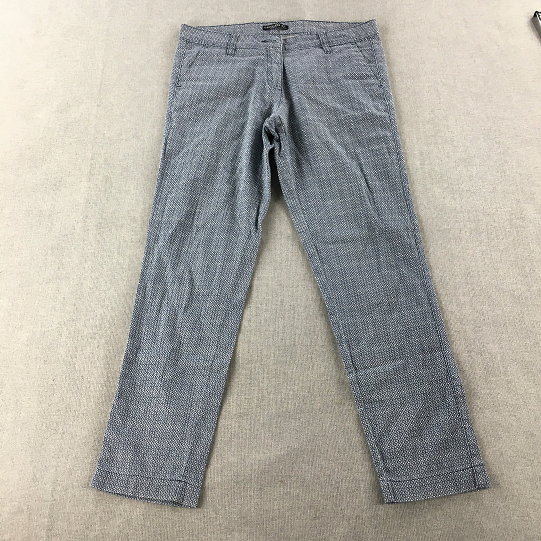 Scullers Chino Pants Size 28 Blue Dot Tapered Fit Pockets