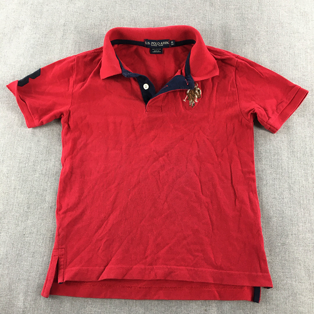 U.S. Polo Assn. Kids Boys Shirt Size 8 Years Red Logo Collared Rugby